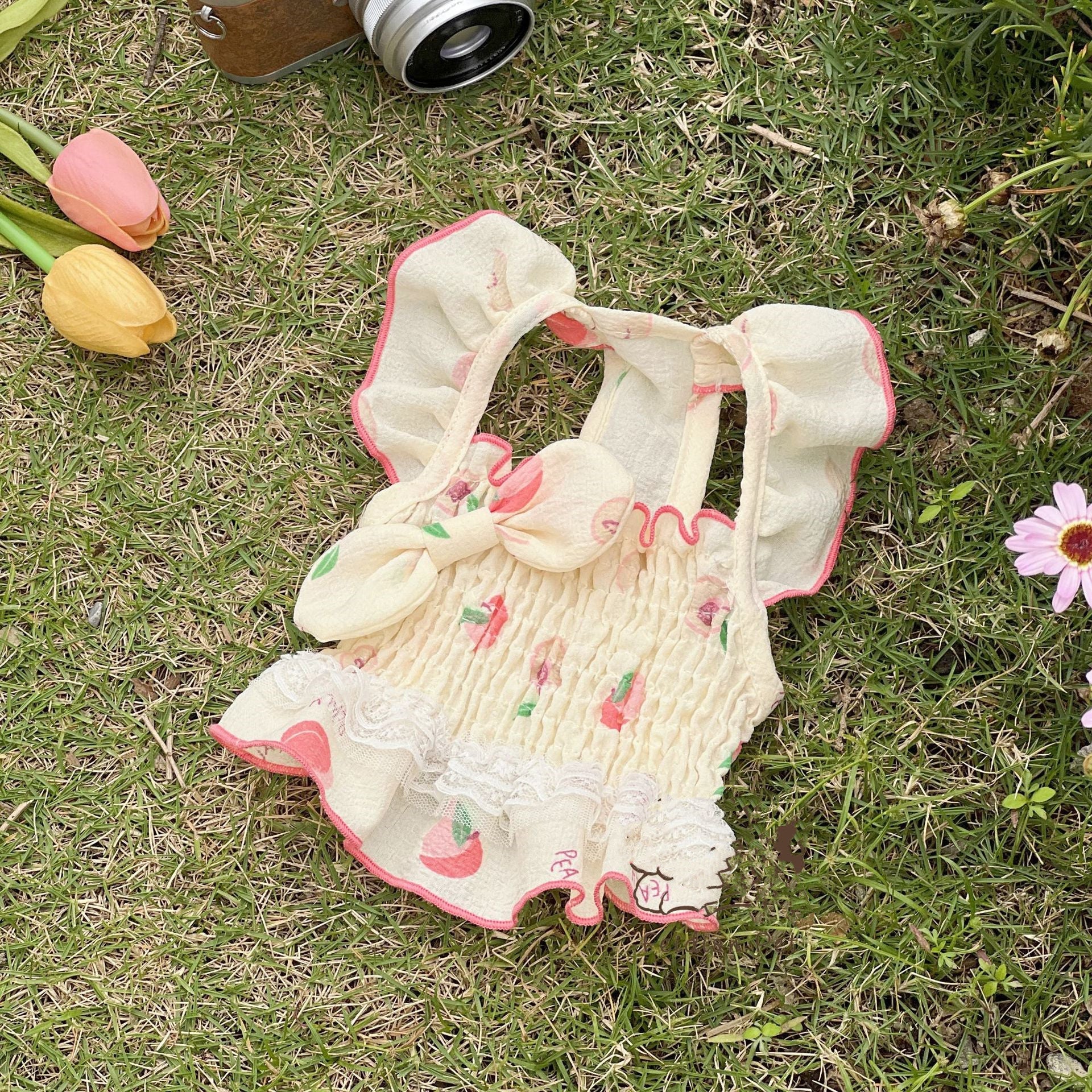 KFX-4459069 Light Yellow and Pink Double Lace Skirt in Cotton, Sizes 2XS to 3XL