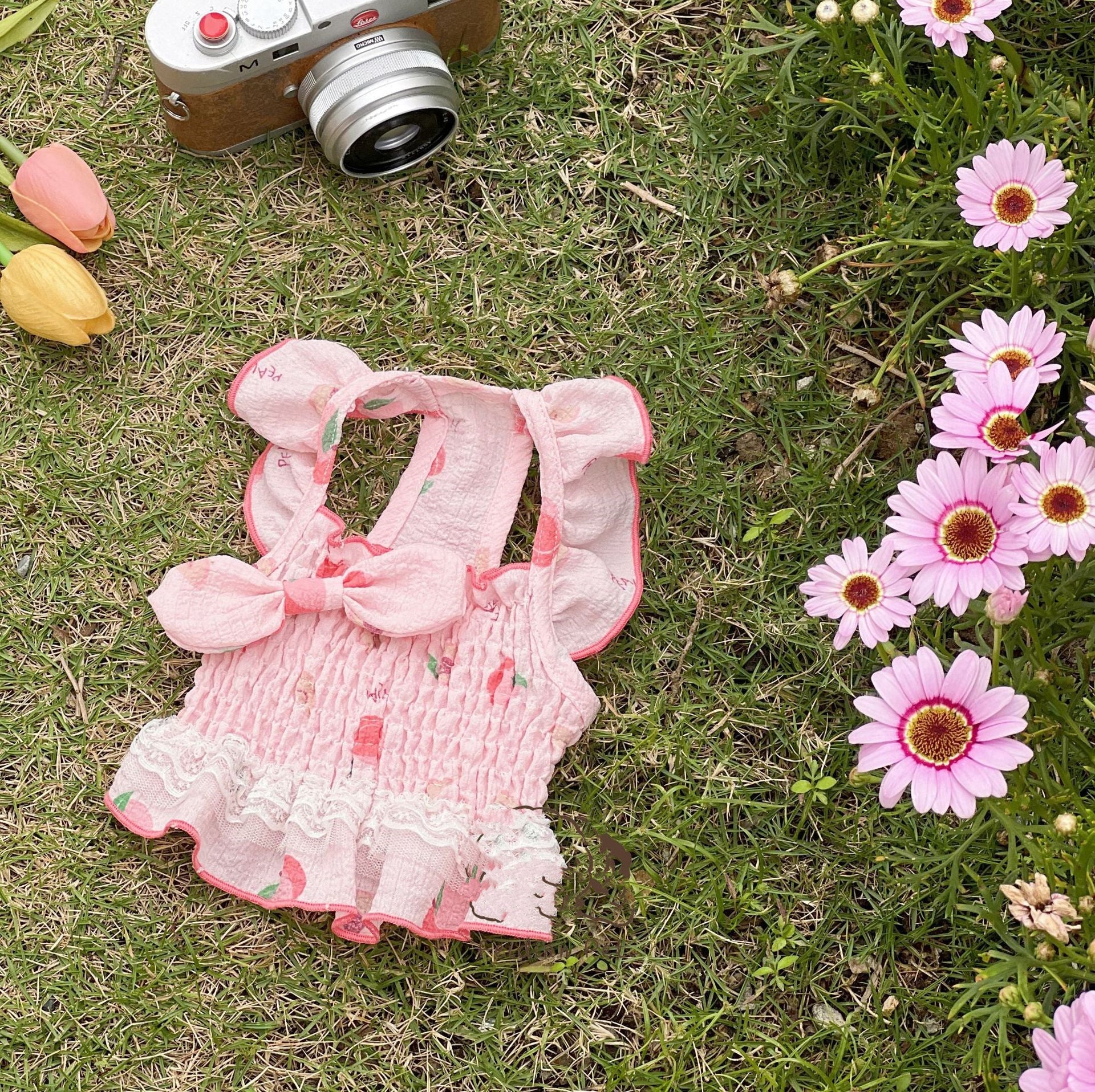 KFX-4459069 Light Yellow and Pink Double Lace Skirt in Cotton, Sizes 2XS to 3XL
