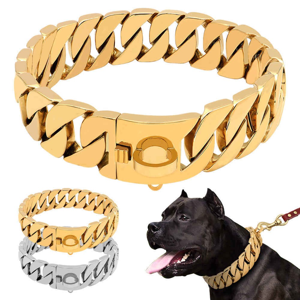 KFX-4459453 Durable Stainless Steel Dog Chain Collar - Available in 45cm & 50cm Sizes