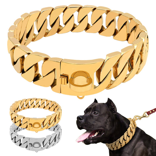 KFX-4459453 Durable Stainless Steel Dog Chain Collar - Available in 45cm & 50cm Sizes