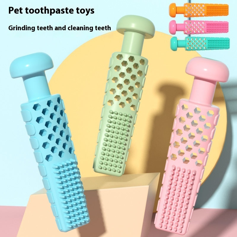 KFX-4460093 Toothpaste-type TPR Stick Pet Toy for Molar Relief in Gentle Blue, Cherry Blossom Powder, Avocado Green, and Purple