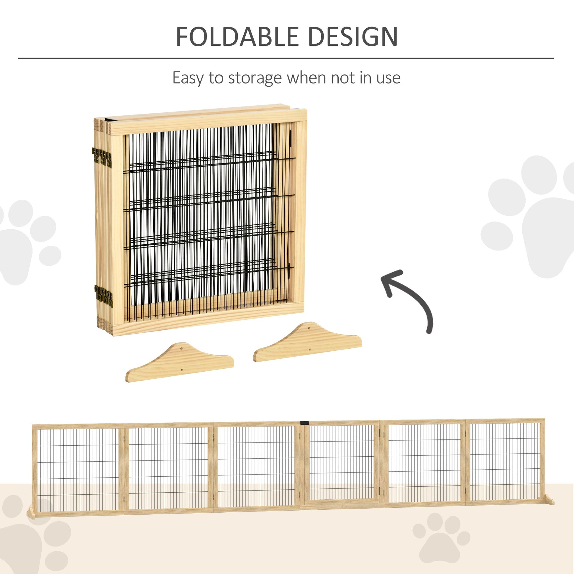 KFX-4462909 Freestanding Retractable Dog Gate with 6 Panels for Doorways and Hallways