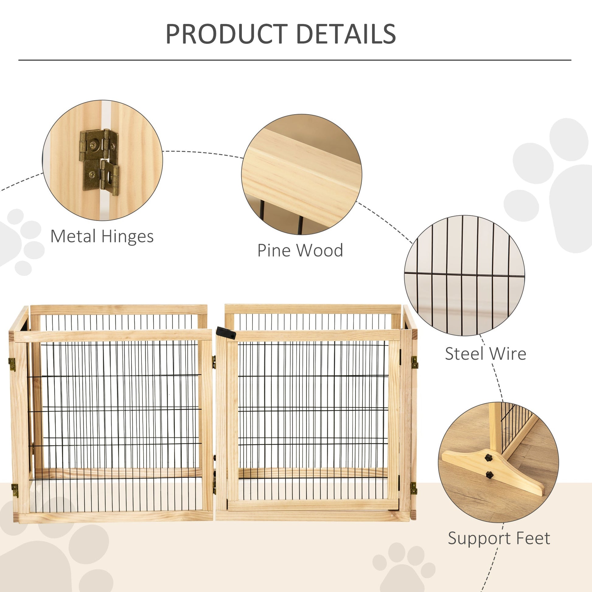 KFX-4462909 Freestanding Retractable Dog Gate with 6 Panels for Doorways and Hallways