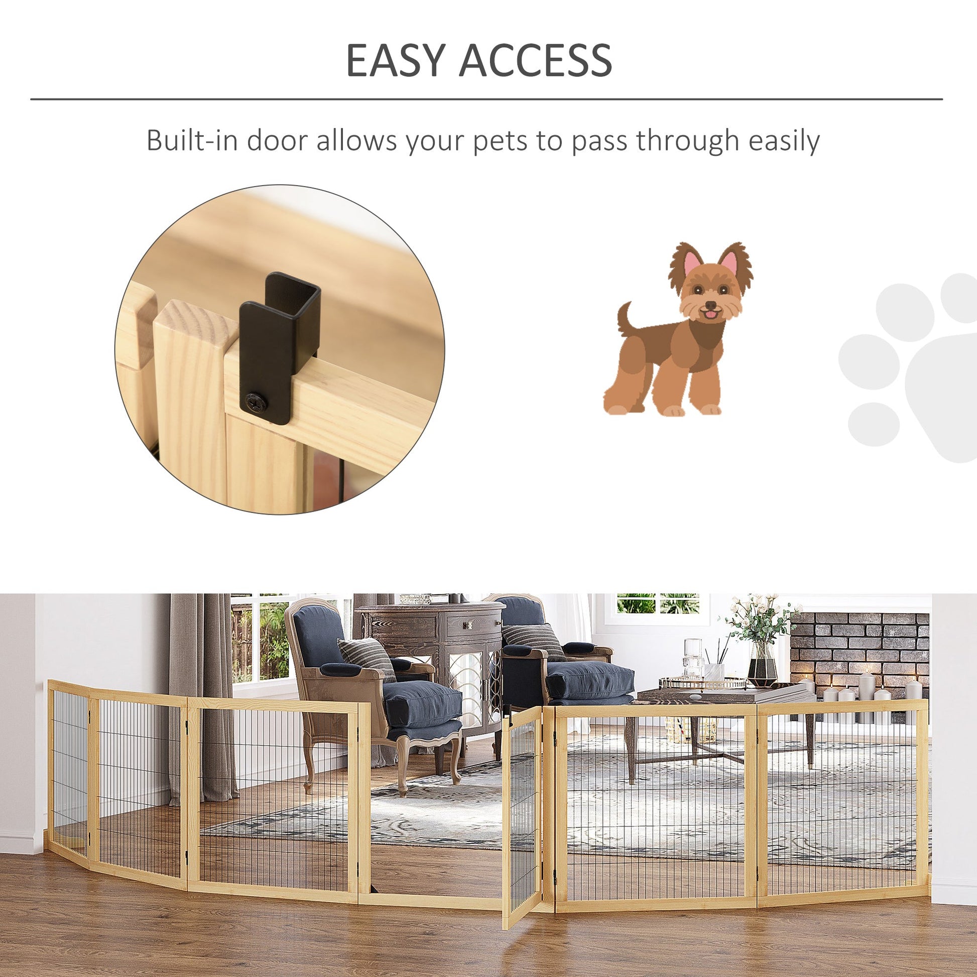 KFX-4462909 Freestanding Retractable Dog Gate with 6 Panels for Doorways and Hallways