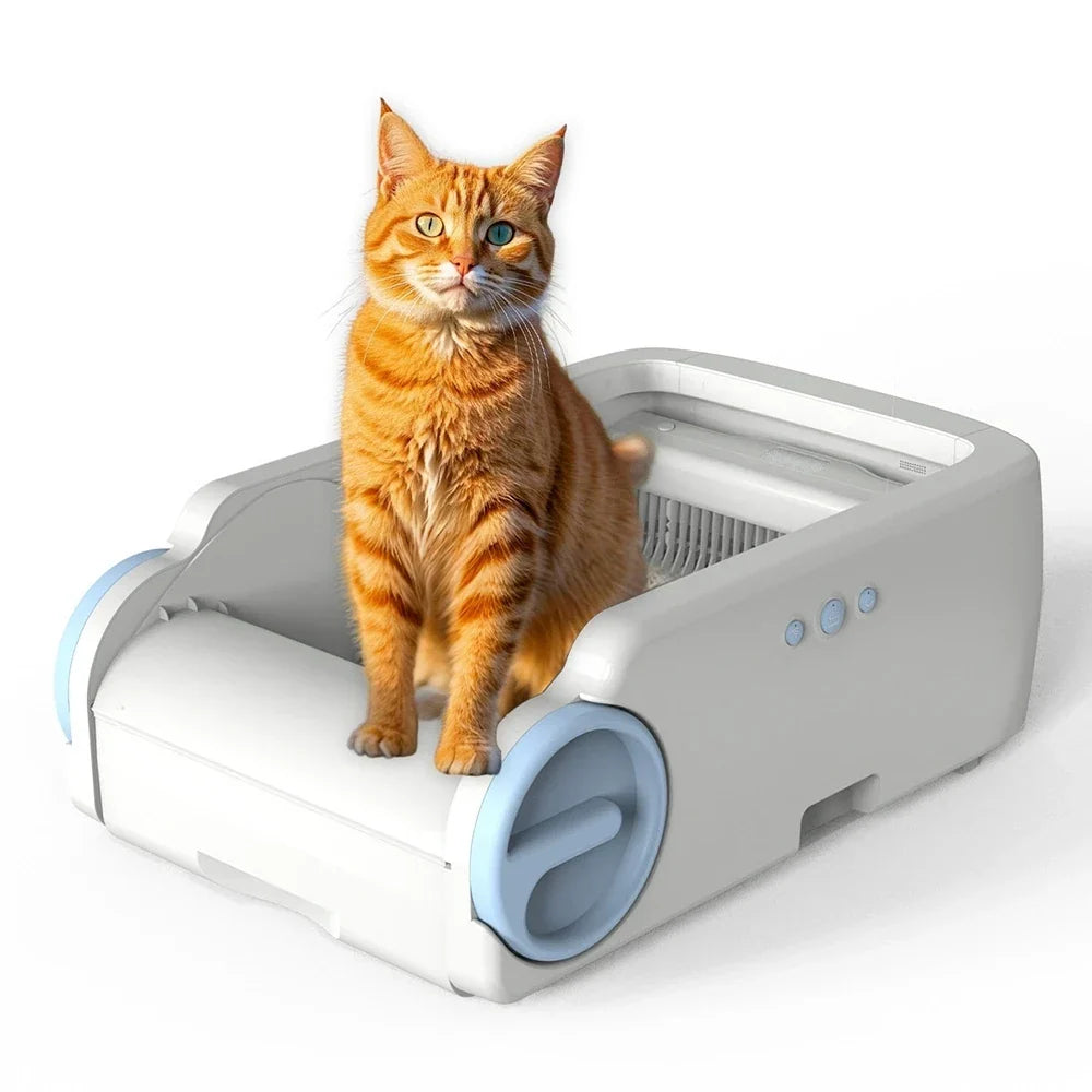 KFX-446483 Smart Cat Litter Box with APP Control and One-Touch Cleaning, Large Capacity, Anti-Odor and Easy-Clean Design