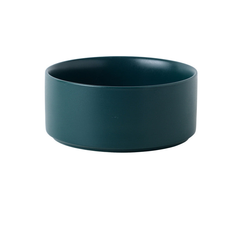 KFX-4467389 Dual Ceramic Cat Bowl Set - Pottery Pet Feeding & Drinking Bowls in Various Colors
