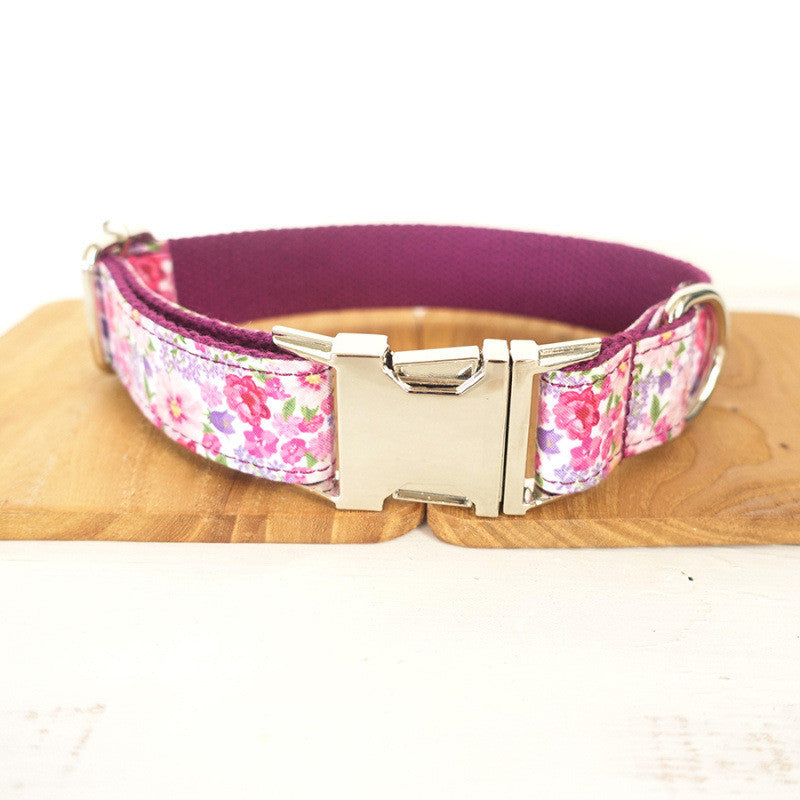 KFX-4469181 Purple Flower Fairy Bow Tie Dog Leash and Collar Set in Various Sizes