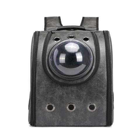 KFX-4469437 Leather Pet Carrier Backpack with Transparent Cover for Dogs and Cats, 13kg Capacity, Available in Multiple Colors