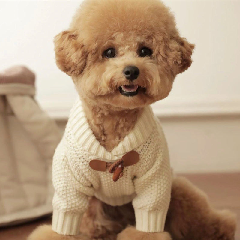 KFX-4470973 Cozy Knitted Schnauzer Sweater for Dogs - Green, White, Brown, Sizes XS-XL