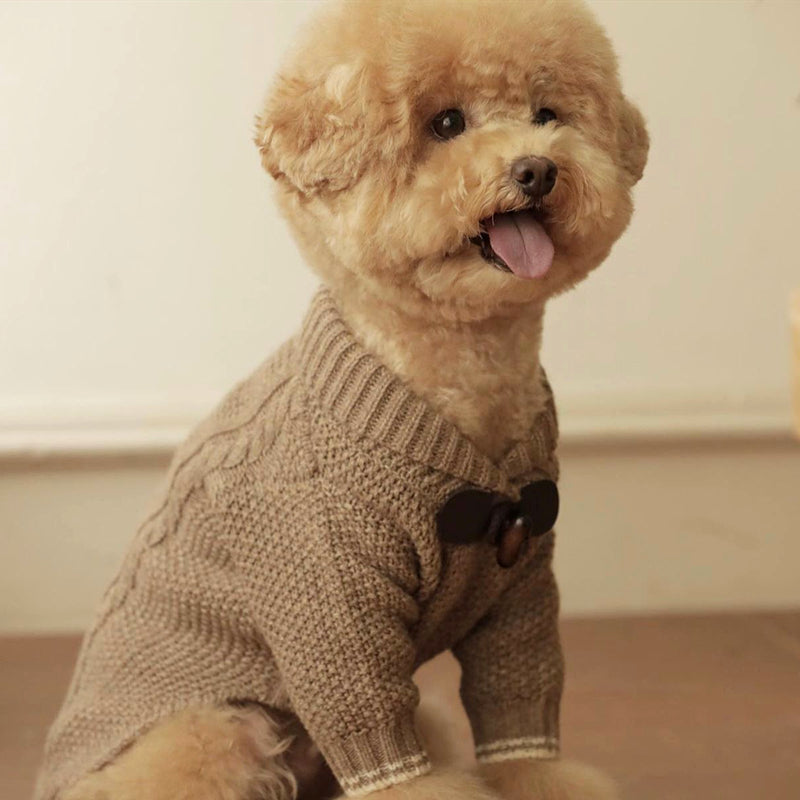 KFX-4470973 Cozy Knitted Schnauzer Sweater for Dogs - Green, White, Brown, Sizes XS-XL