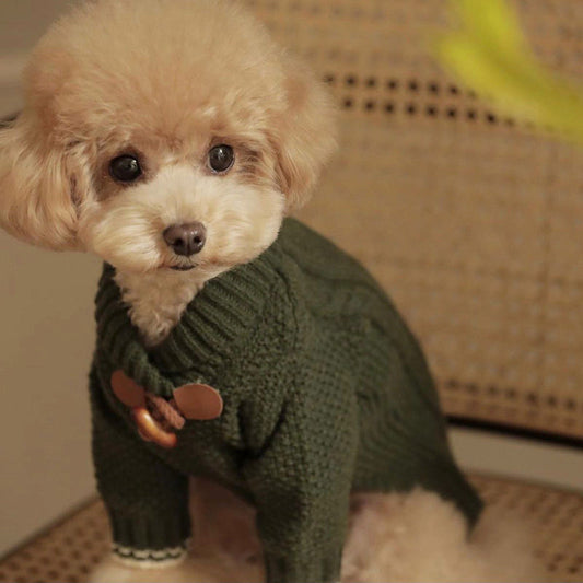 KFX-4470973 Cozy Knitted Schnauzer Sweater for Dogs - Green, White, Brown, Sizes XS-XL