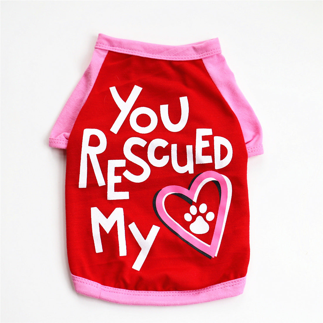 KFX-4471357 Casual Cotton T-Shirt for Puppies in Red and Blue - Summer and Spring Wear