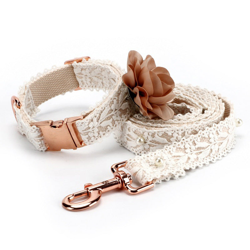KFX-4472253 Lace Flower Design Pet Harness for Cats and Dogs with Collar and Leash Set