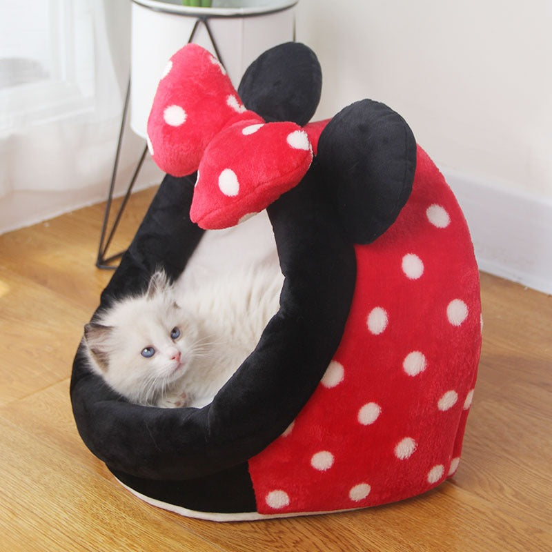 KFX-4473021 Cozy Semi-Enclosed Cat House with Removable Washable Mat - Available in Multiple Sizes and Designs