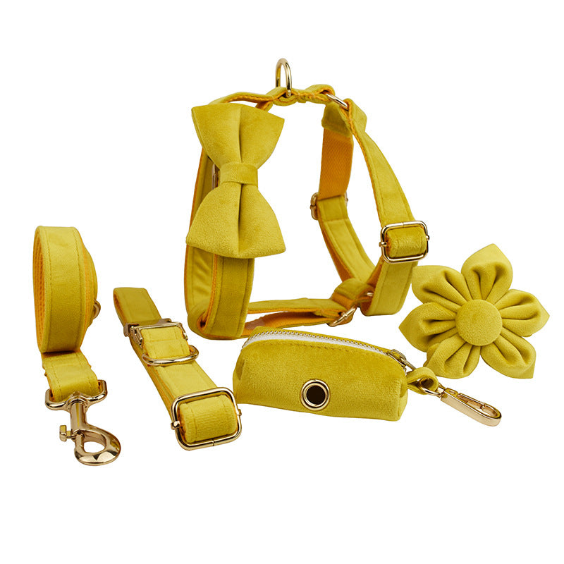 KFX-4474429 Soft Fabric Velvet Dog Collar with Accessories for XS to XL Sizes