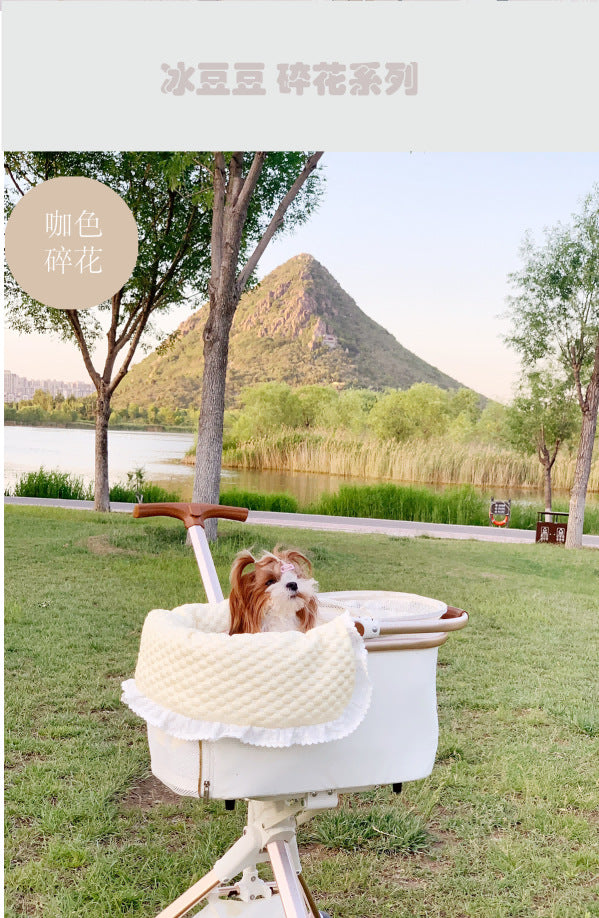 KFX-4475197 Washable Pet Stroller Cushion Set with Removable Pad and Pillow for Cats and Dogs in Various Designs