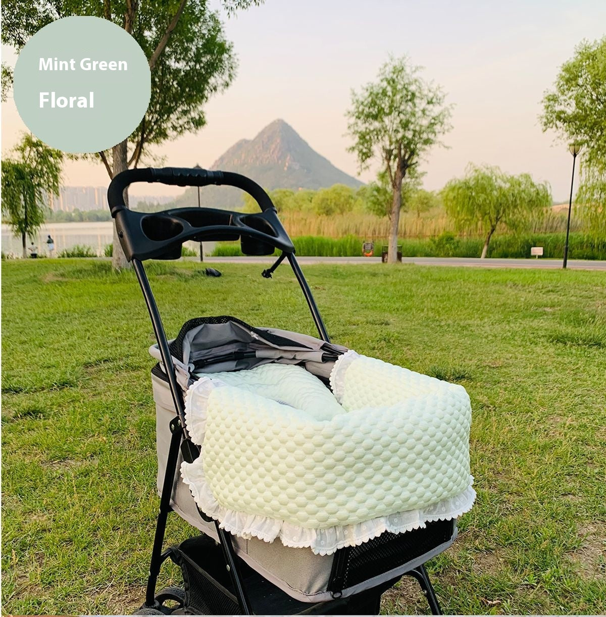 KFX-4475197 Washable Pet Stroller Cushion Set with Removable Pad and Pillow for Cats and Dogs in Various Designs