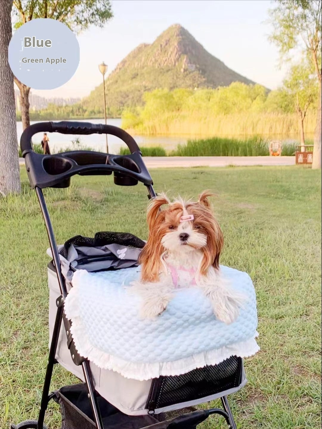 KFX-4475197 Washable Pet Stroller Cushion Set with Removable Pad and Pillow for Cats and Dogs in Various Designs