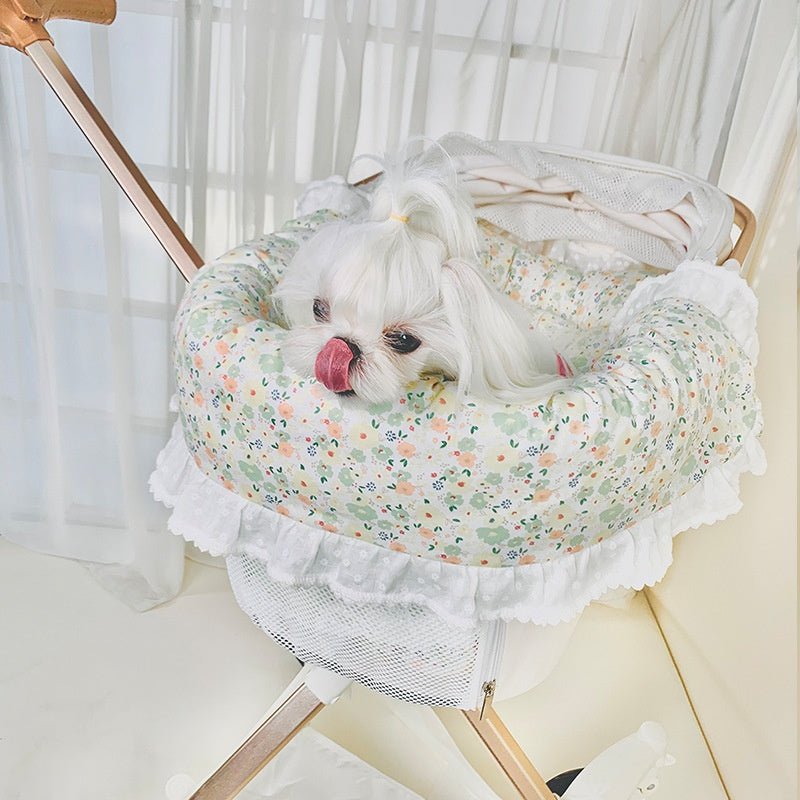 KFX-4475197 Washable Pet Stroller Cushion Set with Removable Pad and Pillow for Cats and Dogs in Various Designs