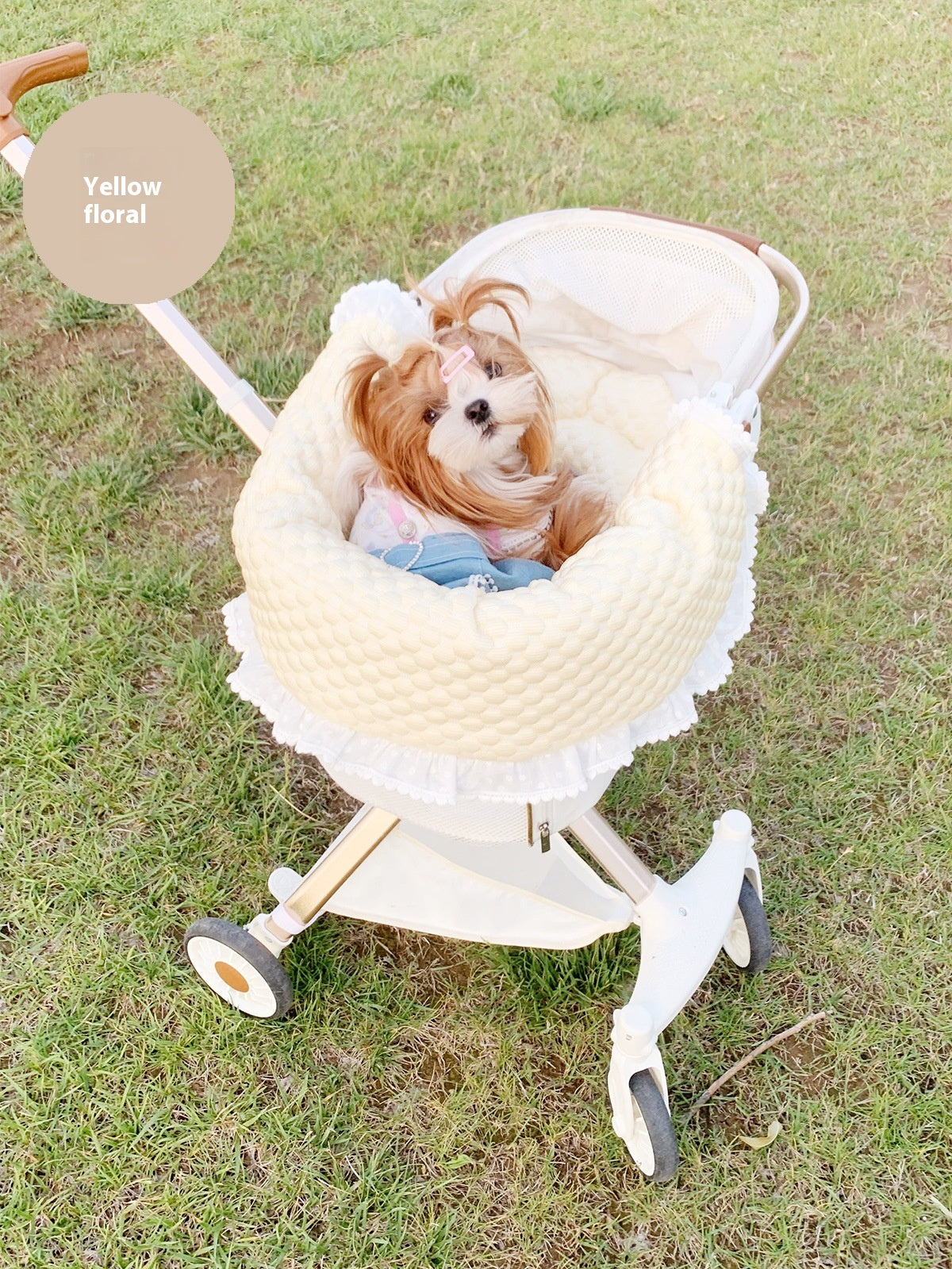 KFX-4475197 Washable Pet Stroller Cushion Set with Removable Pad and Pillow for Cats and Dogs in Various Designs