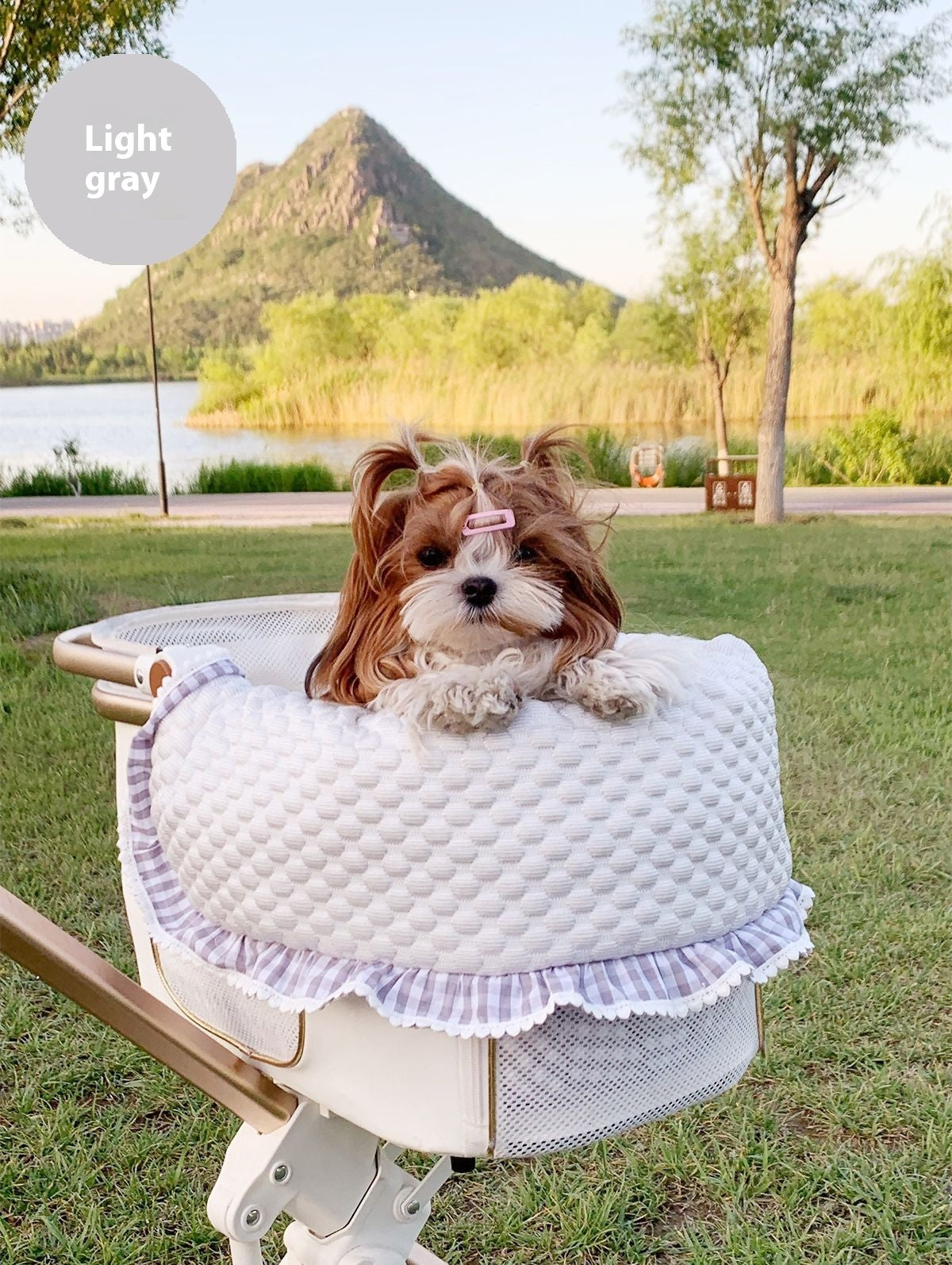 KFX-4475197 Washable Pet Stroller Cushion Set with Removable Pad and Pillow for Cats and Dogs in Various Designs