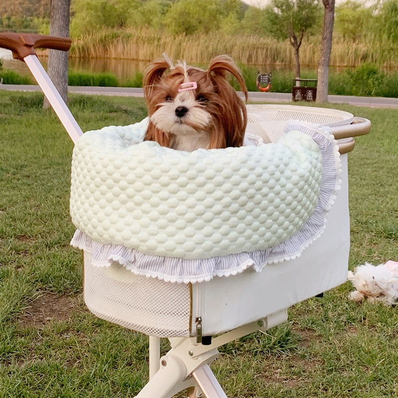 KFX-4475197 Washable Pet Stroller Cushion Set with Removable Pad and Pillow for Cats and Dogs in Various Designs