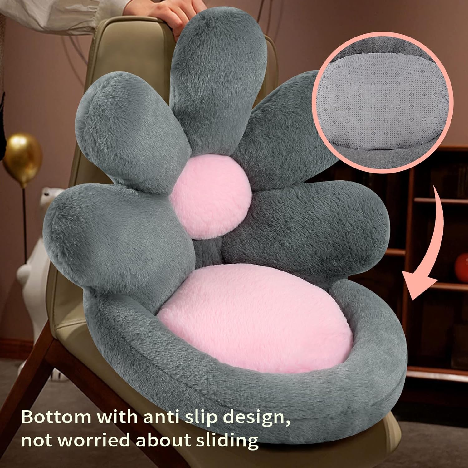 KFX-4476221 Floral-Shaped Nesting Cushion for Comfort and Relaxation - 19 Inch Plush Floor Pillow for Gaming and Office Use