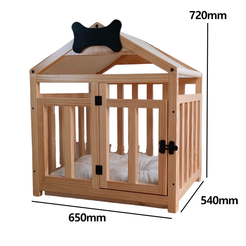 KFX-4477373 Solid Wood Indoor Doghouse with Removable Washable Cover, Breathable and Comfortable Design