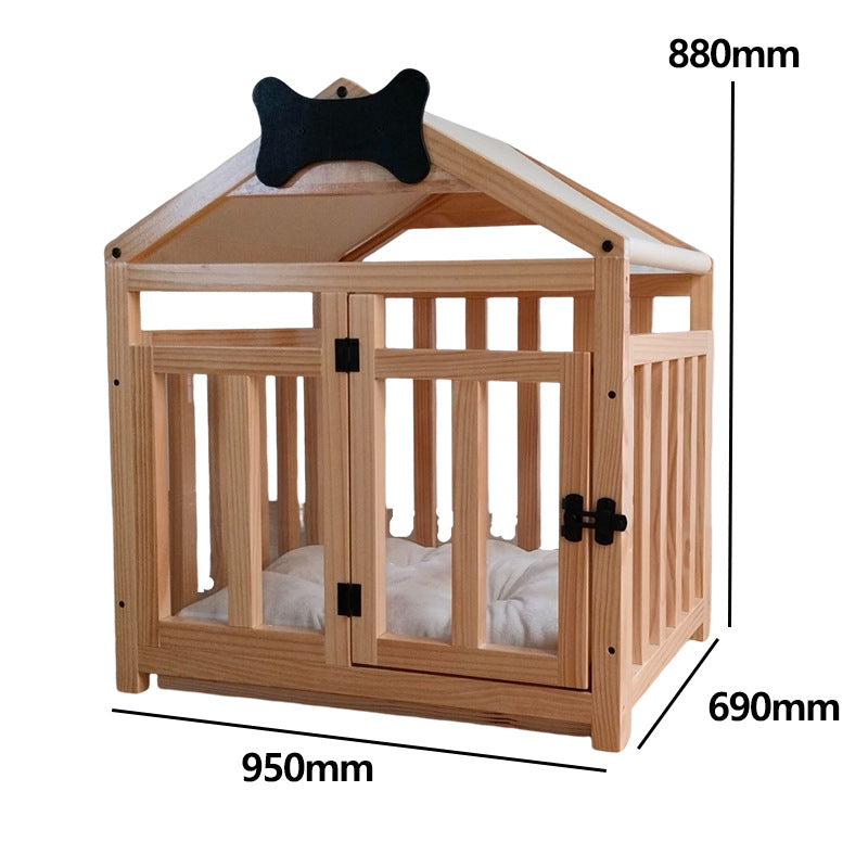 KFX-4477373 Solid Wood Indoor Doghouse with Removable Washable Cover, Breathable and Comfortable Design