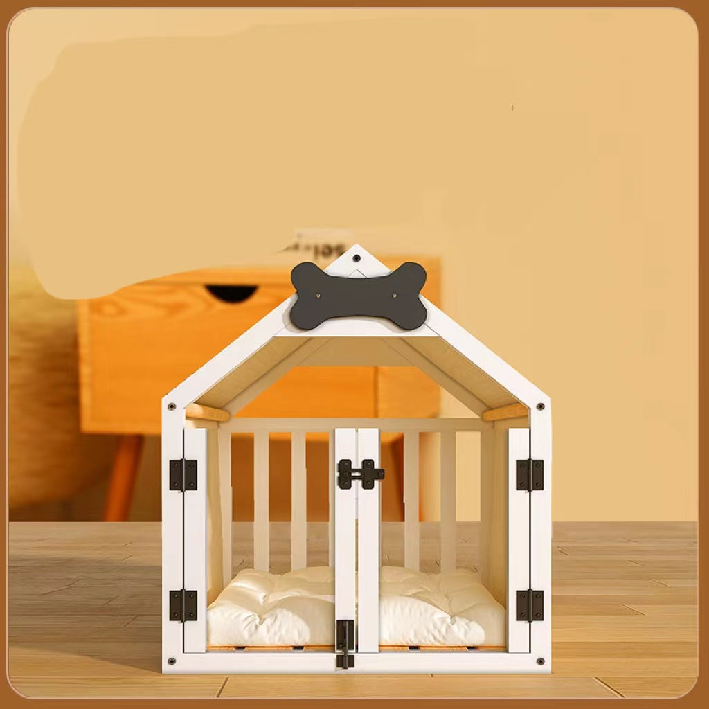 KFX-4477373 Solid Wood Indoor Doghouse with Removable Washable Cover, Breathable and Comfortable Design