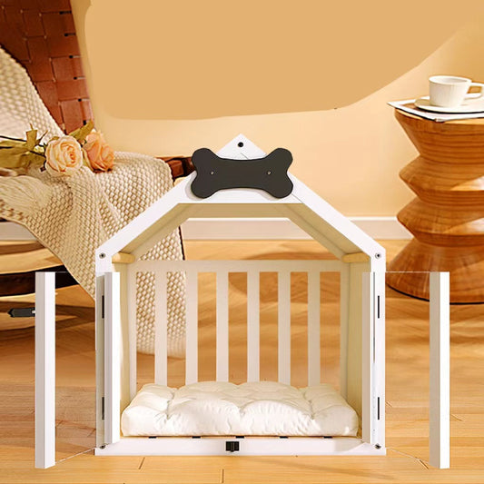 KFX-4477373 Solid Wood Indoor Doghouse with Removable Washable Cover, Breathable and Comfortable Design