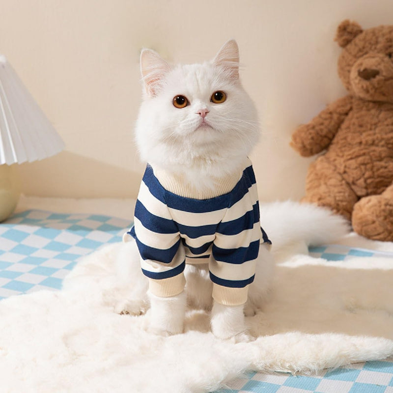 KFX-4477501 Cute Striped Bear Dog Pajamas for Autumn and Winter - Soft, Comfortable Four-Legged Pet Outfit
