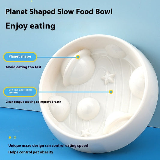 KFX-4478909 Planet Shape Non-slip Slow Feeding Bowl for Dogs, White, 20cm Diameter