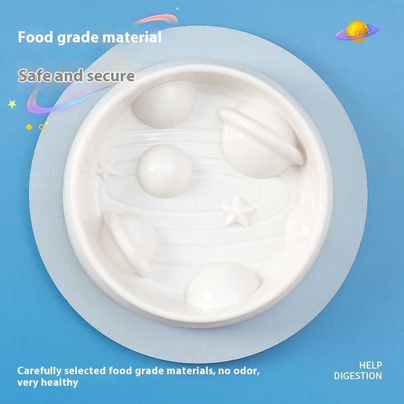 KFX-4478909 Planet Shape Non-slip Slow Feeding Bowl for Dogs, White, 20cm Diameter