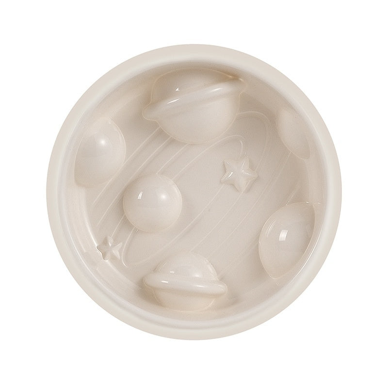 KFX-4478909 Planet Shape Non-slip Slow Feeding Bowl for Dogs, White, 20cm Diameter