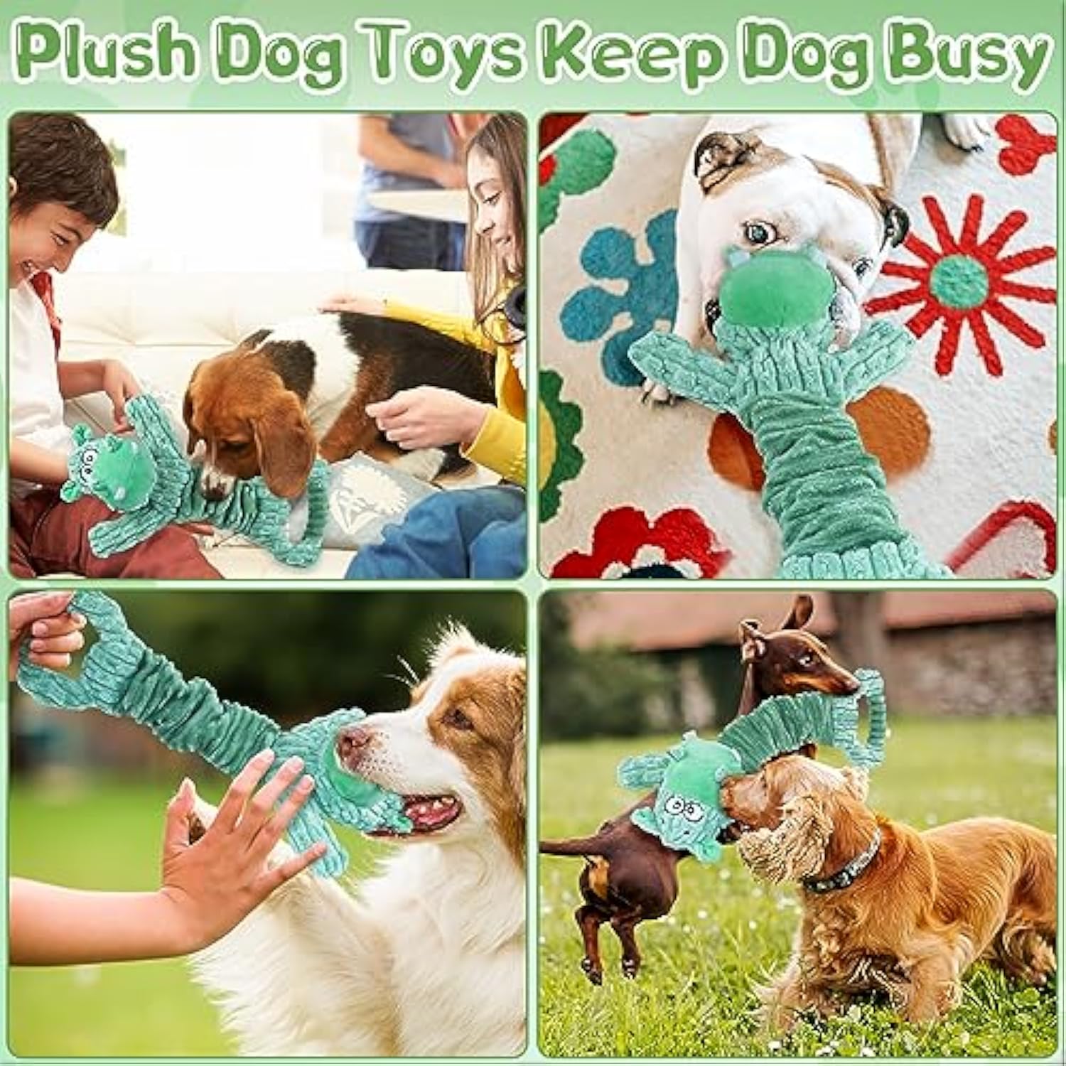 KFX-4480189 Large Plush Dog Toy with Squeaker and Crinkle Paper for Interactive Play, Ideal for Small to Large Dogs