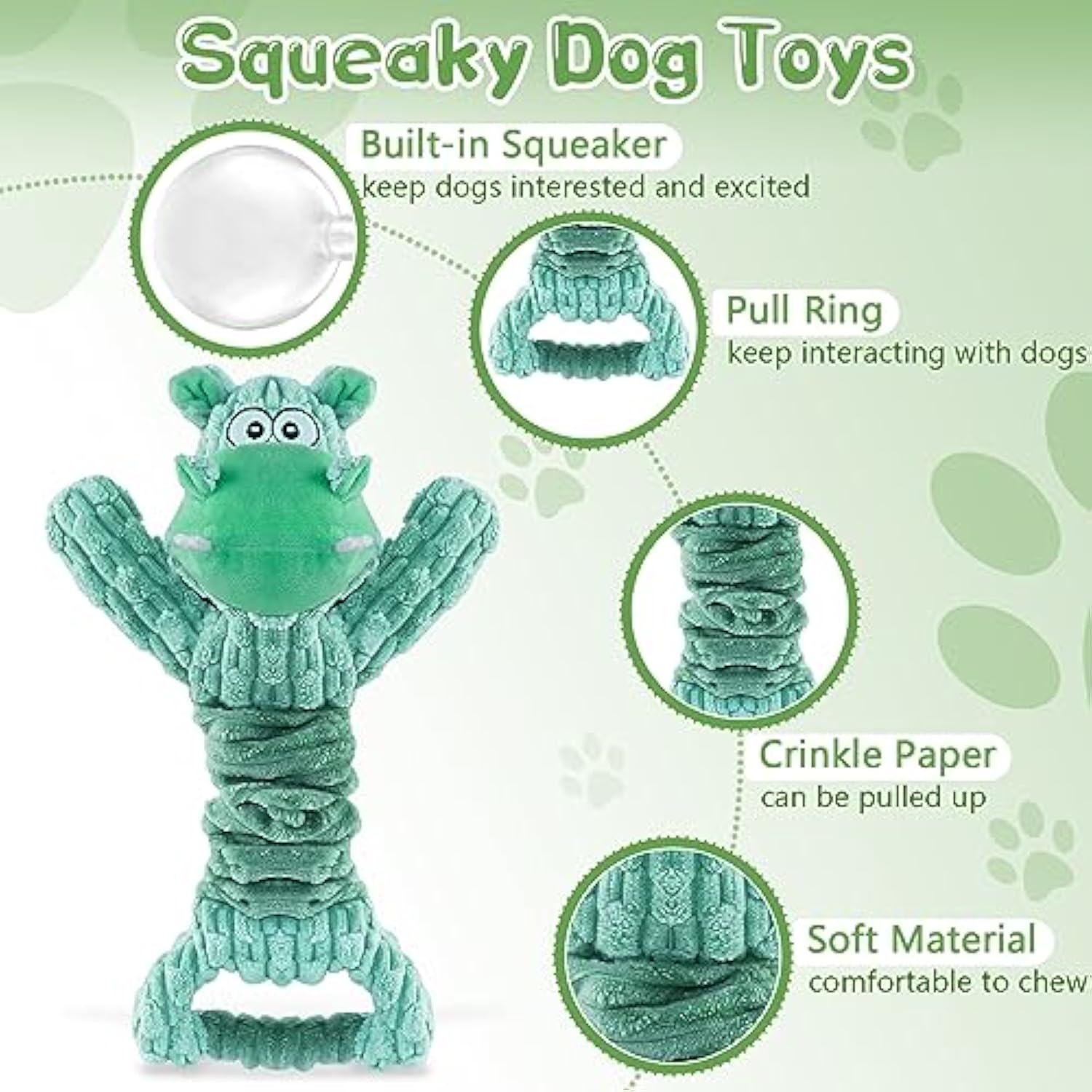 KFX-4480189 Large Plush Dog Toy with Squeaker and Crinkle Paper for Interactive Play, Ideal for Small to Large Dogs