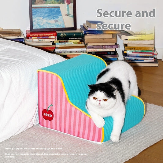 KFX-4481981 Small Removable and Washable Sponge Pet Stairs for Dogs - Stripes Design