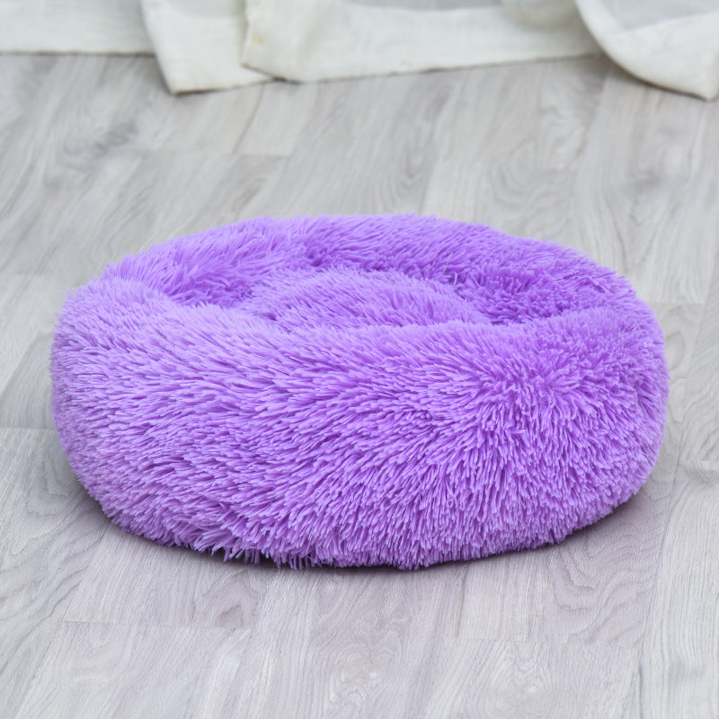 KFX-4482749 Washable Round Plush Dog Bed - Multiple Sizes for Pets Up to 50kg