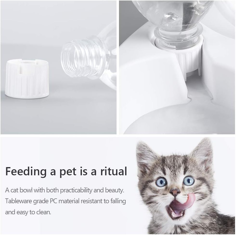 KFX-4485949 Automatic 15° Tilted Pet Food and Water Bowl Set with Water Bottle for Small to Medium Dogs and Cats