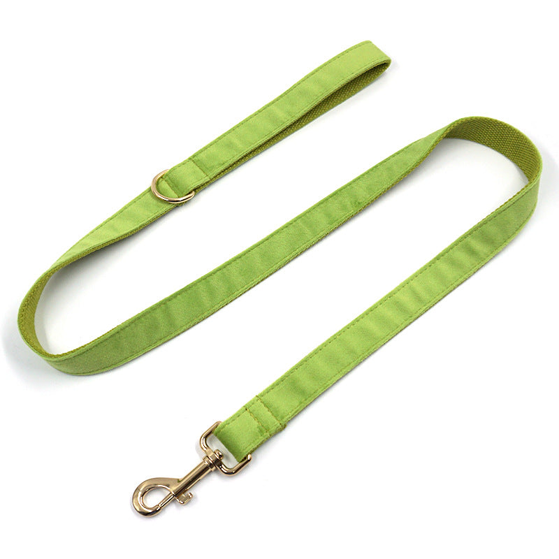 KFX-4486461 Matcha Green Velvet Dog Collar with Gold Buckle and Bow, Adjustable Sizes XS-XL