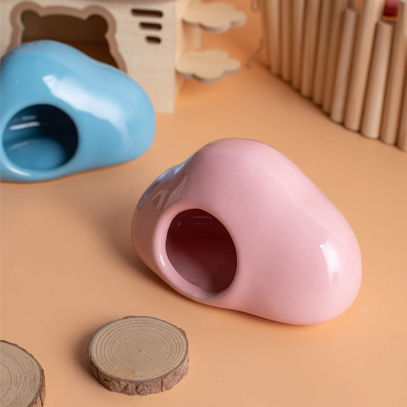 KFX-4488509 Cool Ceramic Nest Shelter for Djungarian Hamsters and Squirrels - Four Seasons Use - Pink/Blue Options