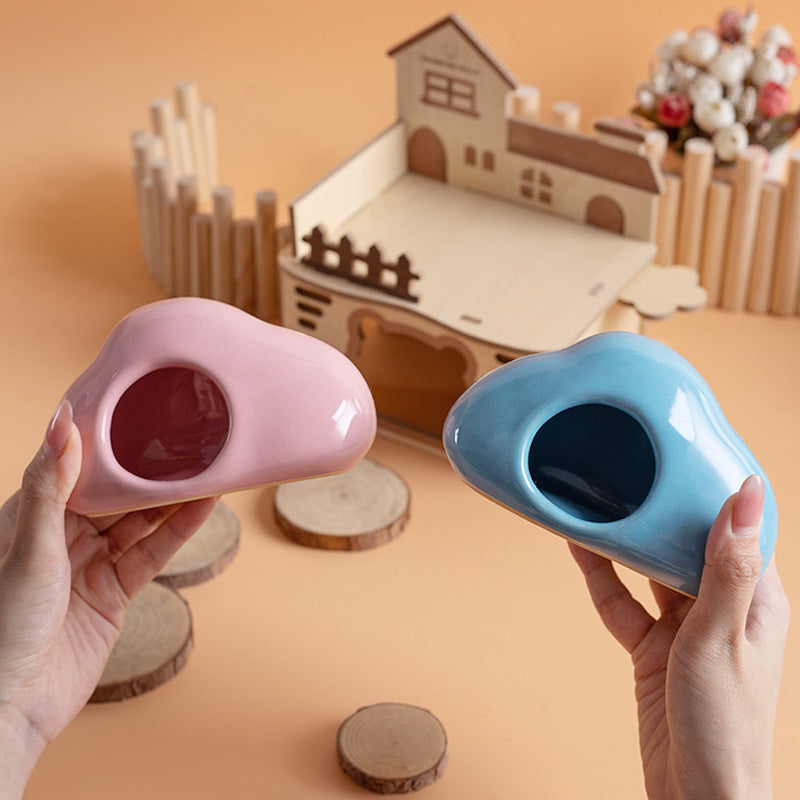 KFX-4488509 Cool Ceramic Nest Shelter for Djungarian Hamsters and Squirrels - Four Seasons Use - Pink/Blue Options