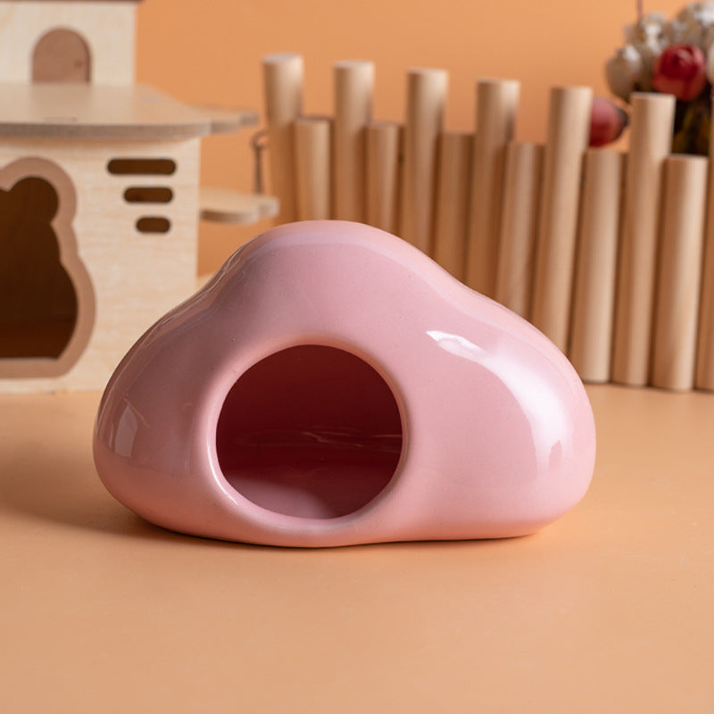 KFX-4488509 Cool Ceramic Nest Shelter for Djungarian Hamsters and Squirrels - Four Seasons Use - Pink/Blue Options