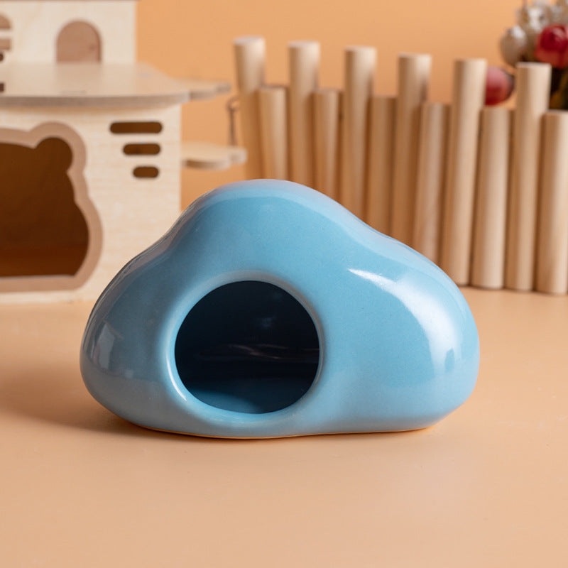 KFX-4488509 Cool Ceramic Nest Shelter for Djungarian Hamsters and Squirrels - Four Seasons Use - Pink/Blue Options