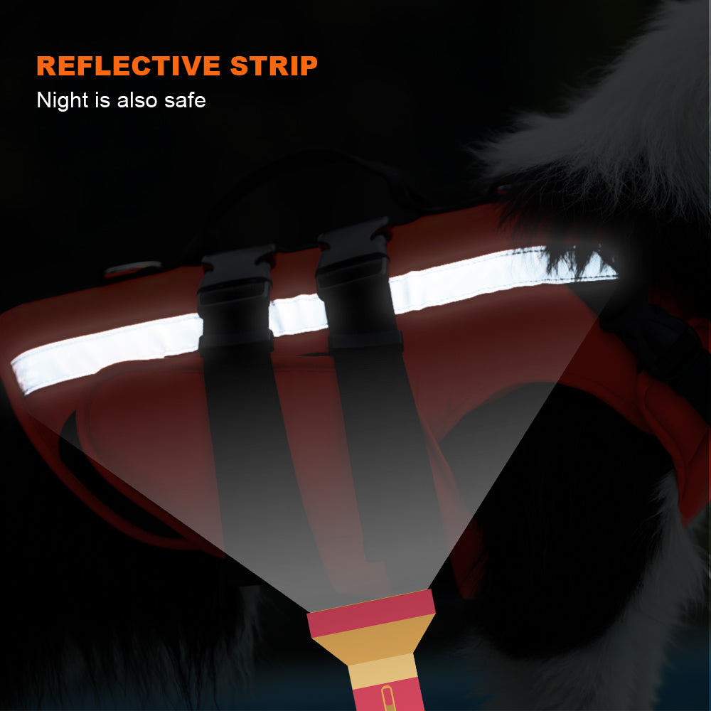 KFX-4488637 Reflective Dog Life Jacket with Double Layer Buoyancy and Easy-Fit Velcro Closure
