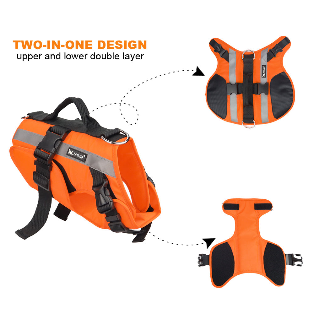 KFX-4488637 Reflective Dog Life Jacket with Double Layer Buoyancy and Easy-Fit Velcro Closure