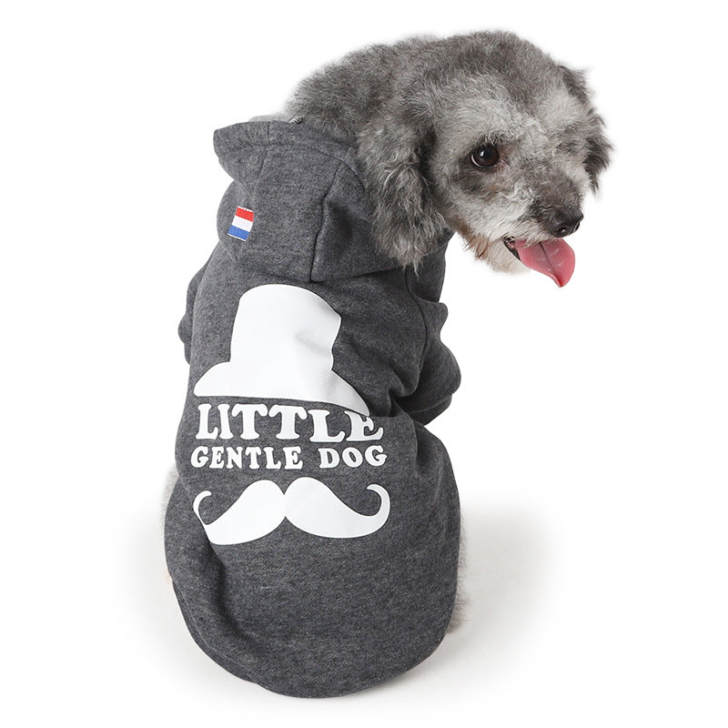 KFX-4489533 Cozy Wine Red and Grey Cashmere Two-Legged Hooded Sweater for Pets