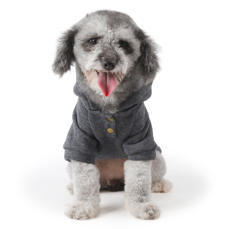 KFX-4489533 Cozy Wine Red and Grey Cashmere Two-Legged Hooded Sweater for Pets