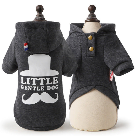 KFX-4489533 Cozy Wine Red and Grey Cashmere Two-Legged Hooded Sweater for Pets